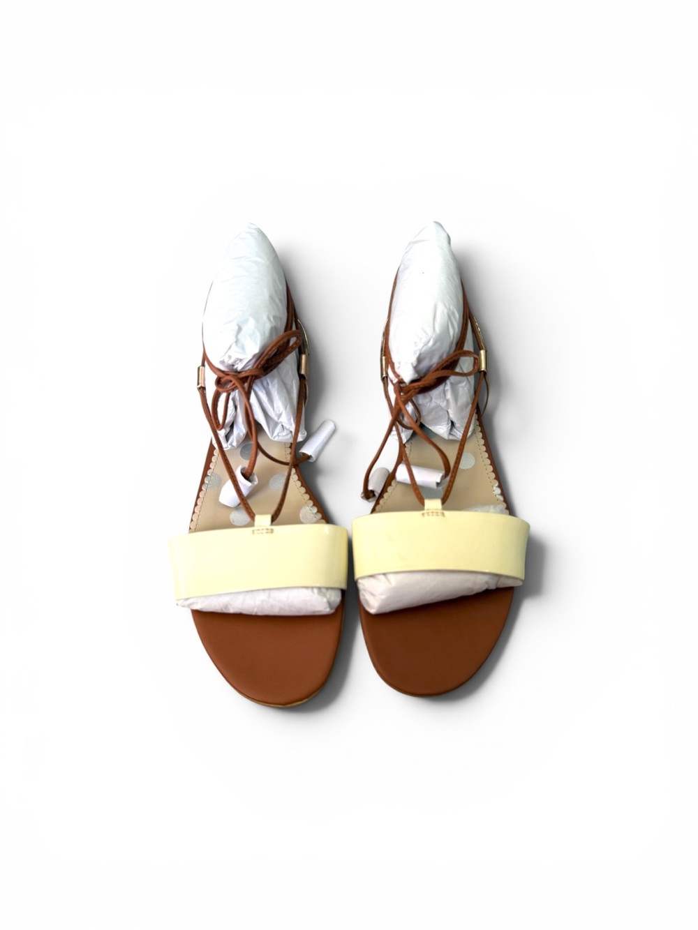 Boden Patent Lace-Up Sandals in Cream and Rose Gold - Picture 6 of 10